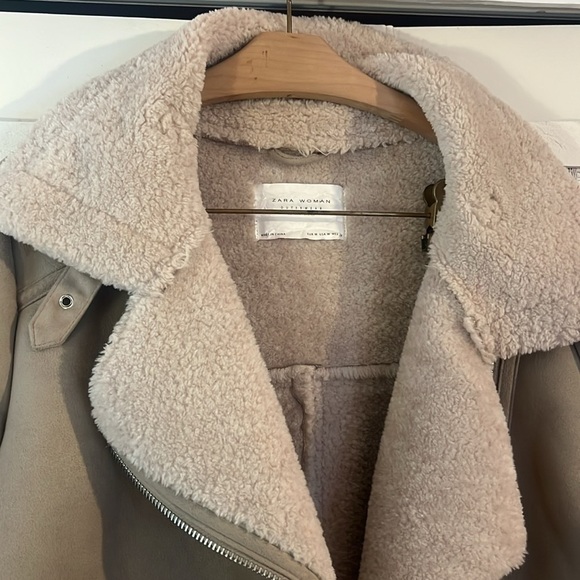 Zara Moto Sherpa Jacket sz M - Picture 2 of 6